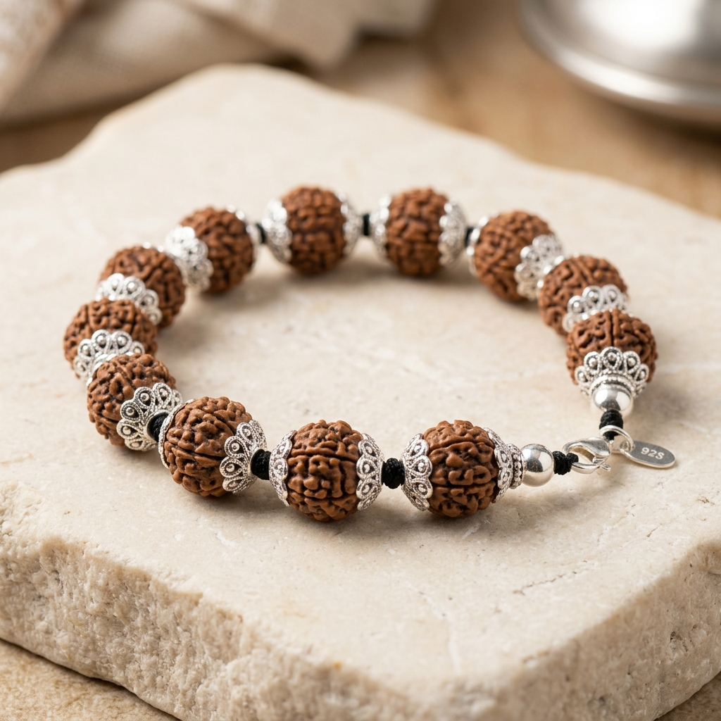 Rudraksha Bracelet (Silver Capped) image 1